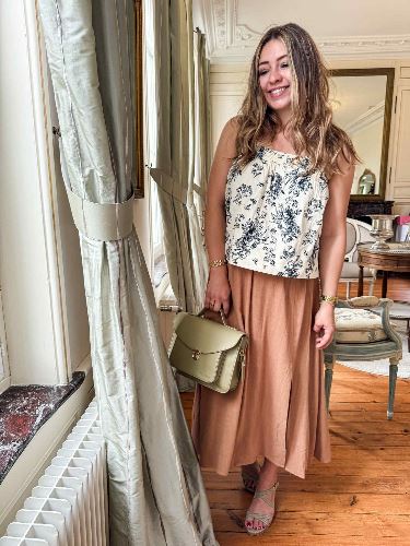Jupe longue marron en lin