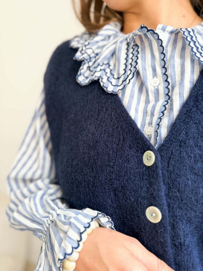 Chemisier rayé bleu marine - Claudine