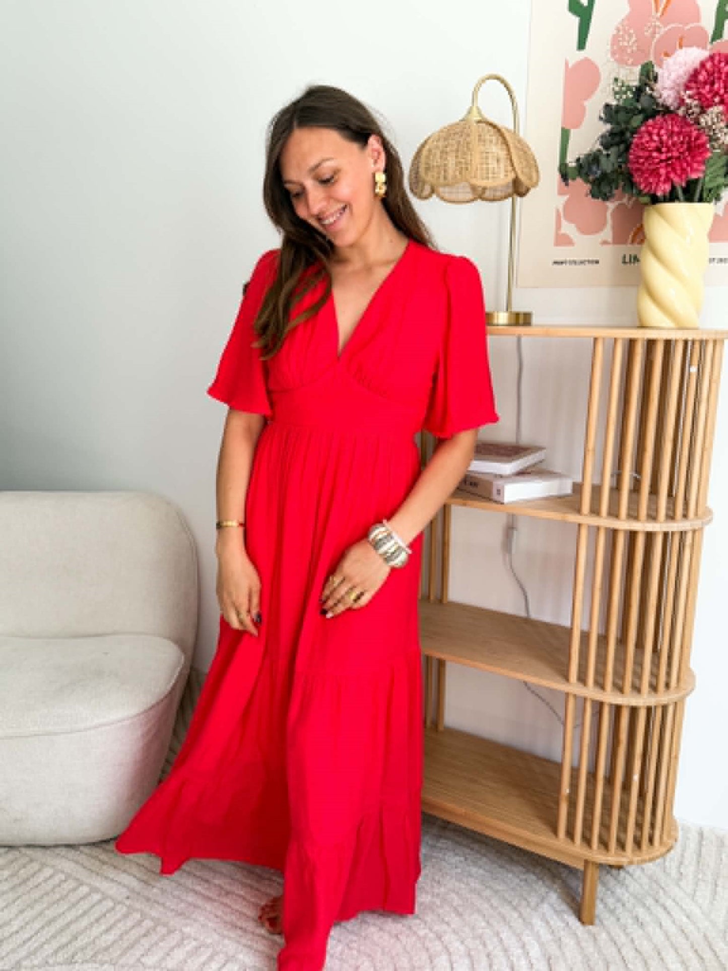 Robe longue corail