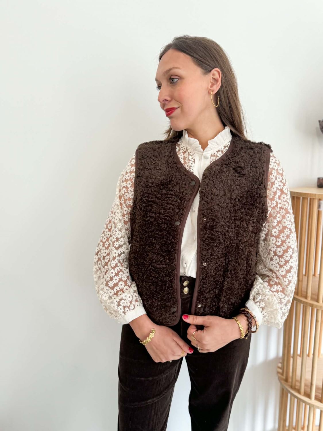 Gilet bouclette - Marron