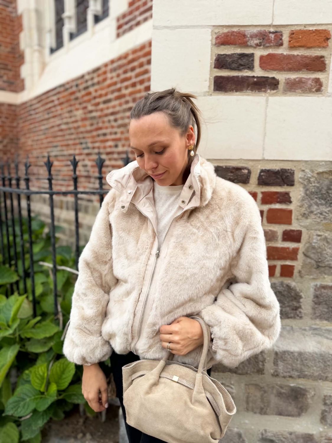 Manteau reversible fourrure - Ecru