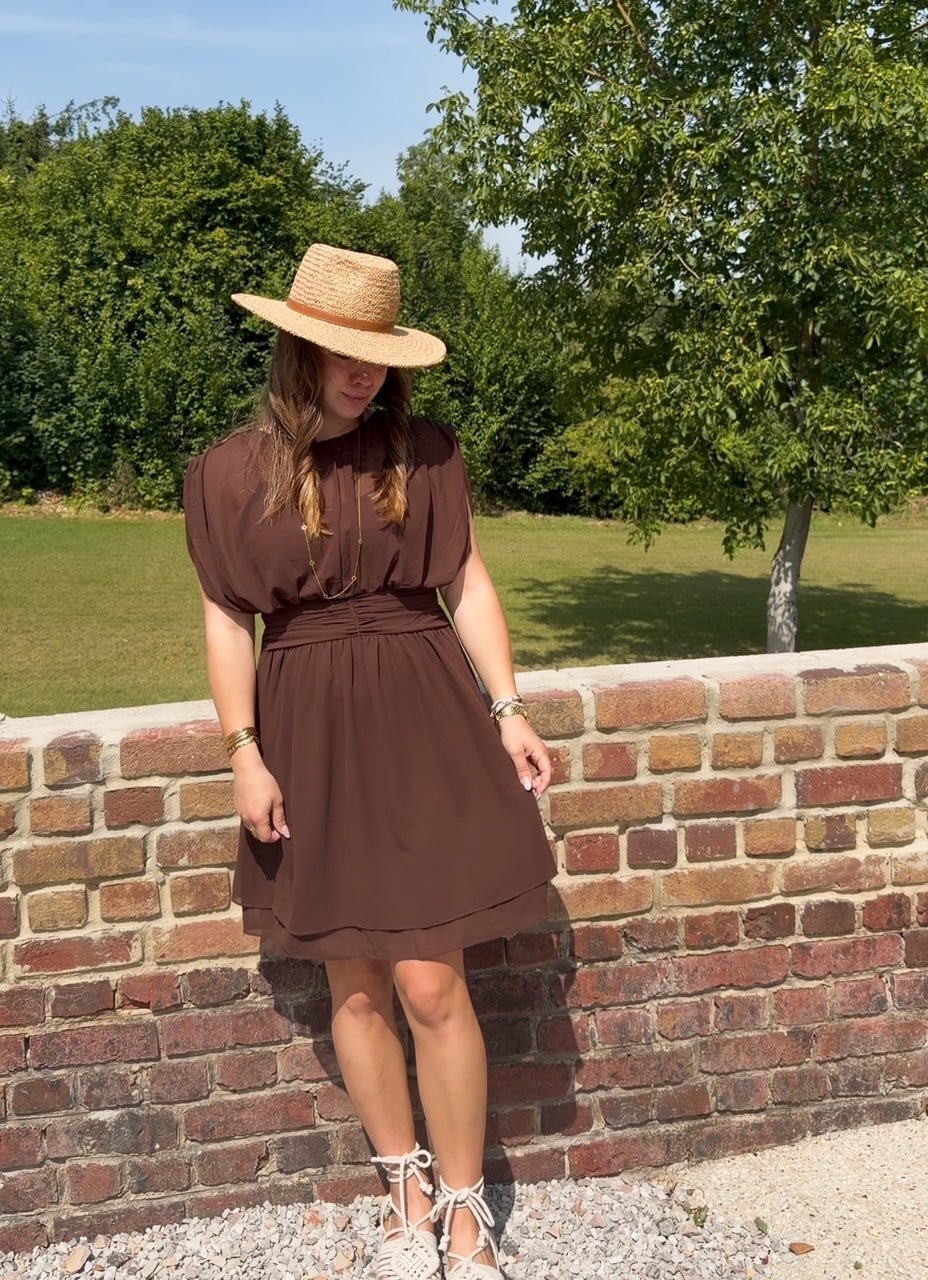 Robe courte drapée chocolat