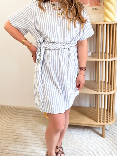 Robe rayures bleu et ecru