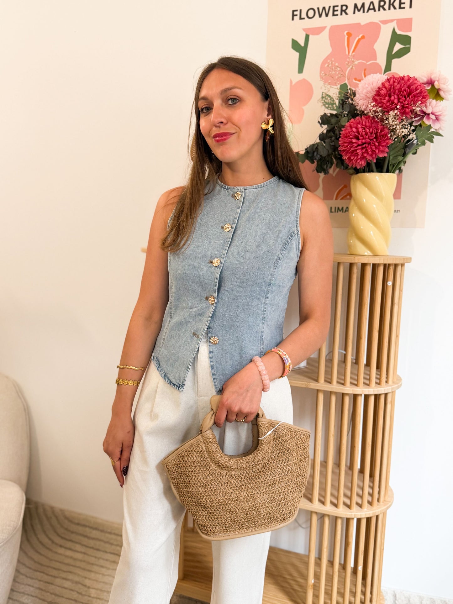 Top en jeans à boutons