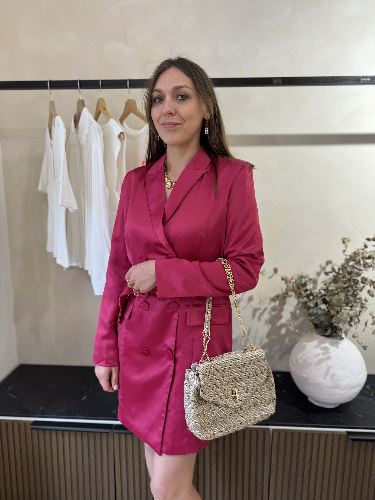 Robe blazer satinée - Fushia