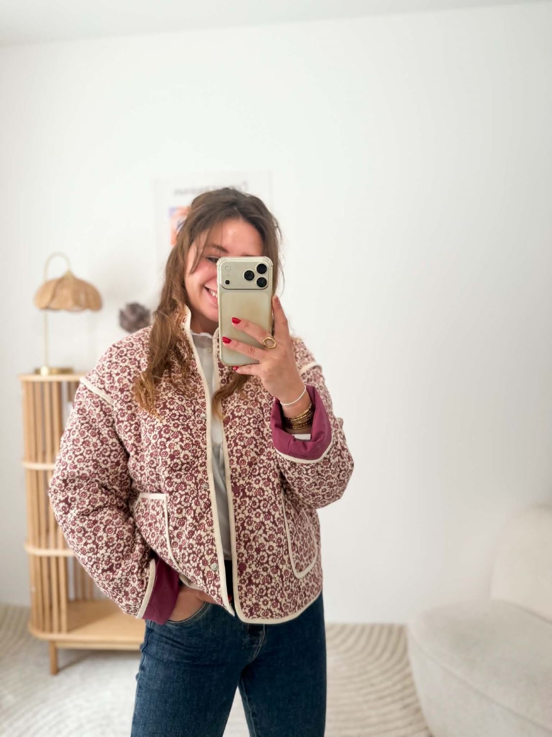Veste Prune - A fleurs