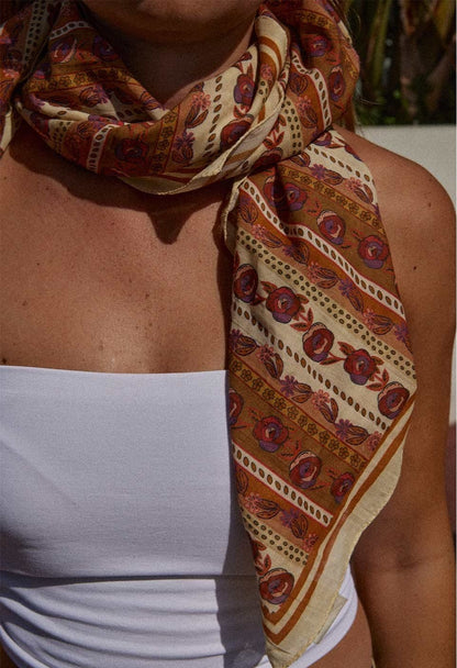 Foulard SCARF fleurs orangées