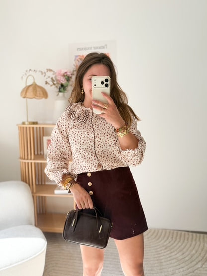 Chemisier imprime fleuri col claudine