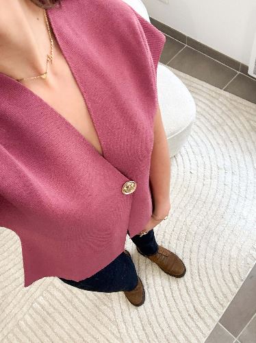 Top croisé - Vieux rose