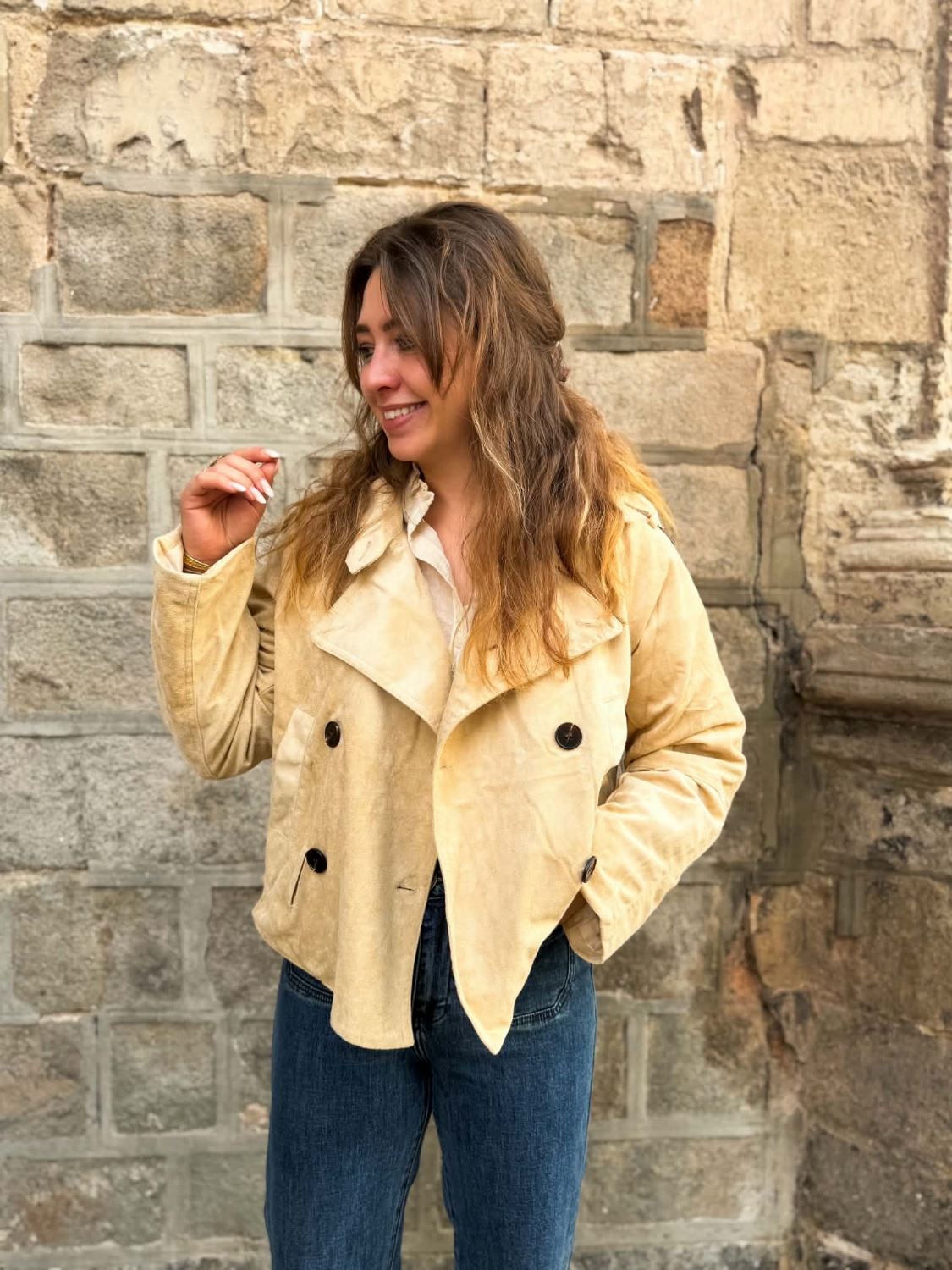 Trench court suedine beige