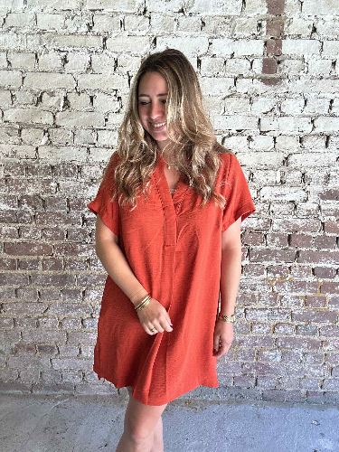 Robe fluide droite brique