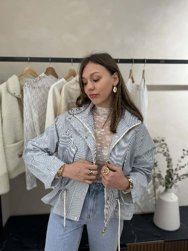 Veste à lignes - Marine
