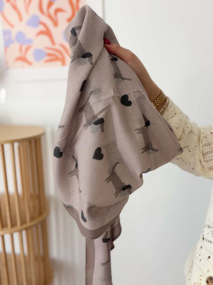 Foulard taupe chien