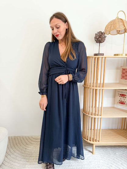 Robe fluide longue - Marine