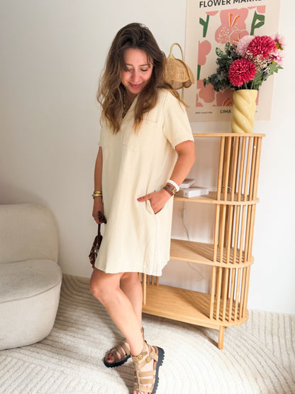 Robe en jean beige