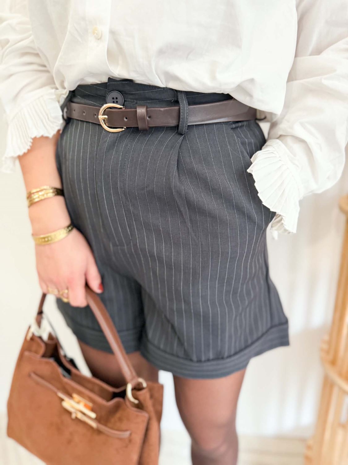 Short rayé - Gris
