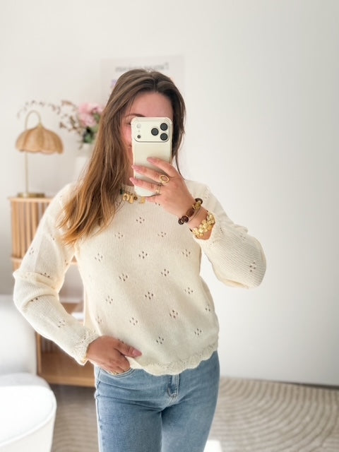 Pull écru bohème