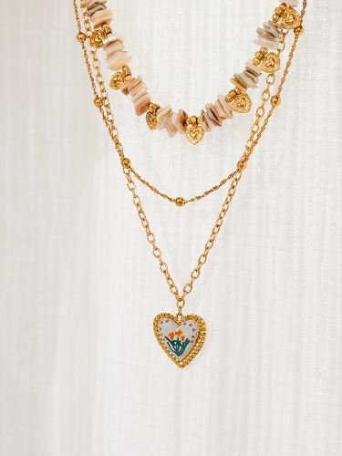Collier multirangs perles beiges