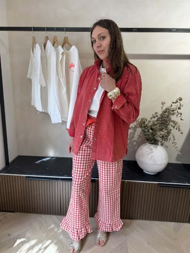 Pantalon à carreaux - Garance rouge