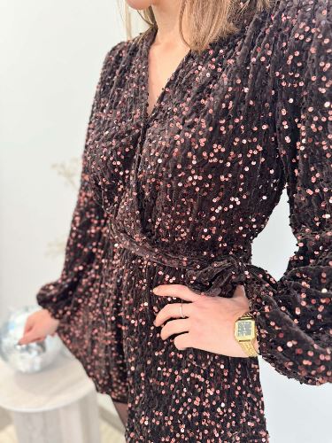 Combinaison short paillettes marron