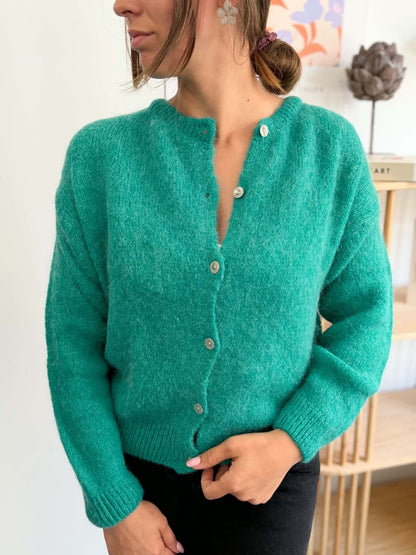 Gilet maille alpaga vert