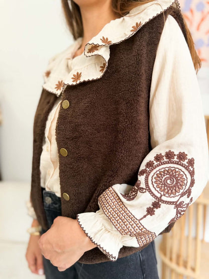 Gilet bouclette - Marron