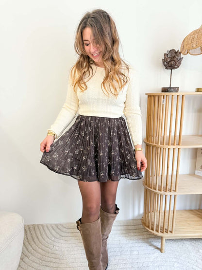 Jupe fluide fleuri taille elastique