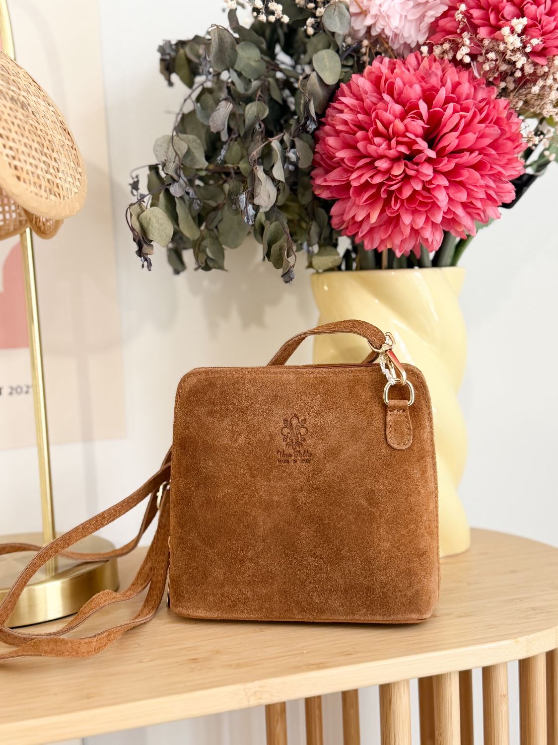 Sac bandouliére daim camel