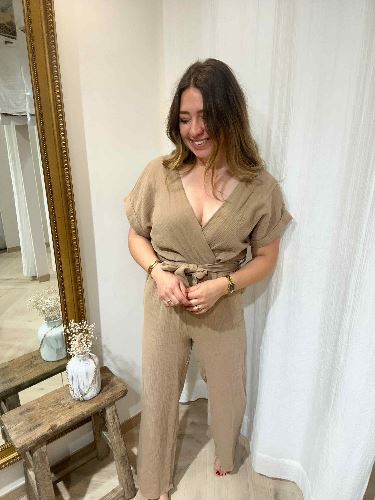Combinaison gaze de coton marron