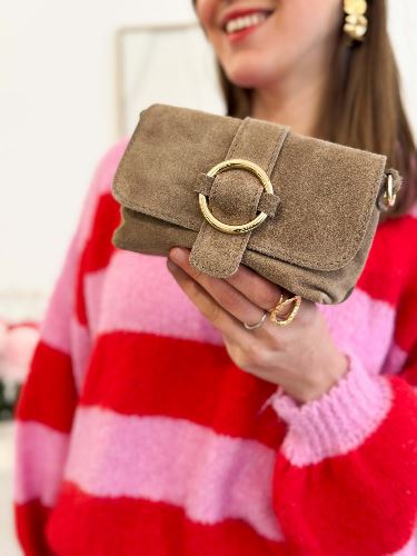 Sac anneau en daim - Taupe