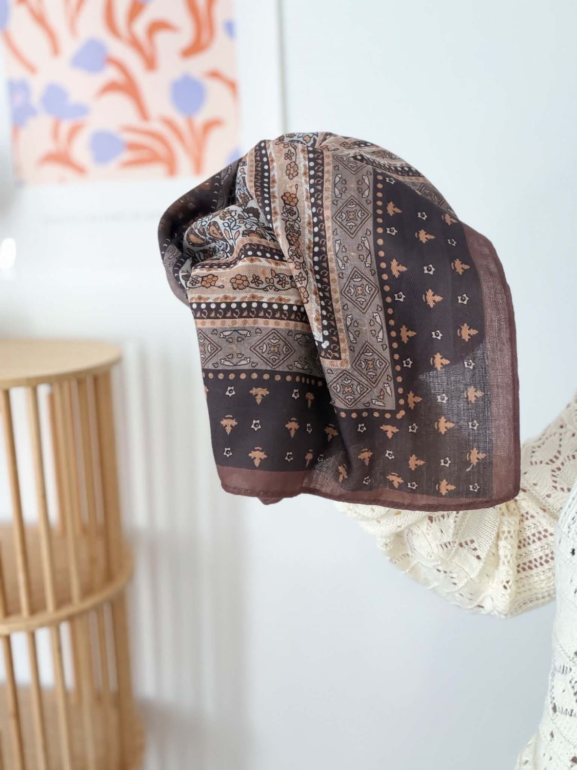 Foulard bohème chic - Marron moutarde