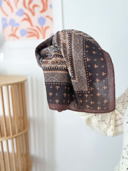 Foulard bohème chic - Marron moutarde
