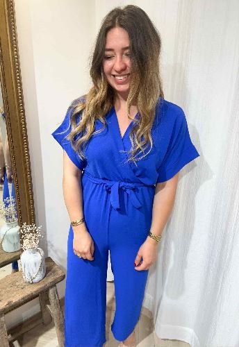 Combinaison pantalon fluide bleu roi