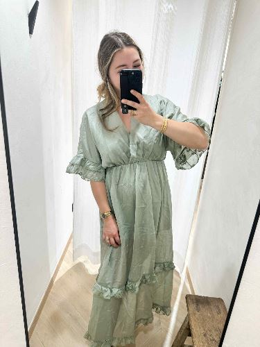 Robe bohème vert amande