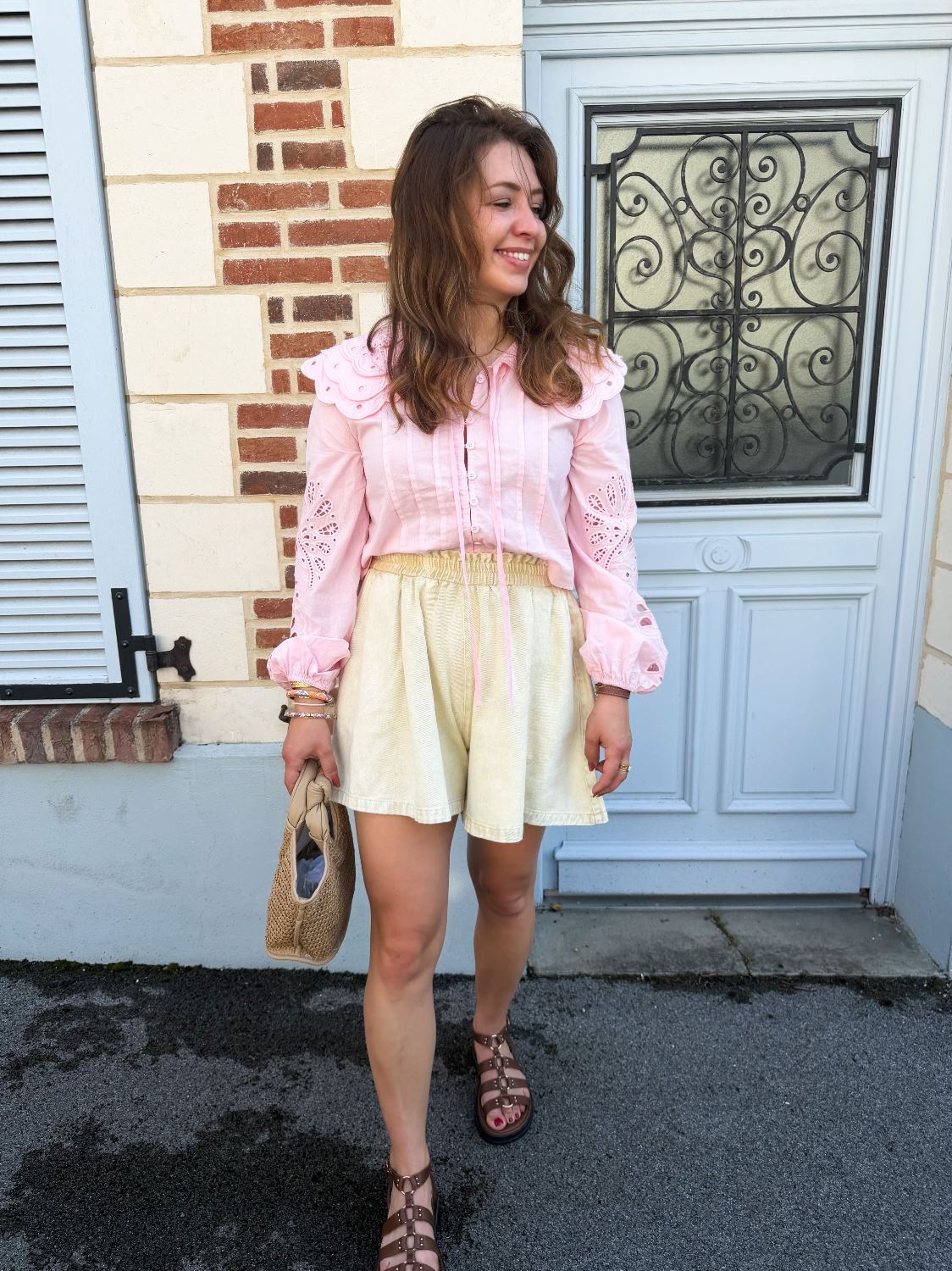 Short en jean beige