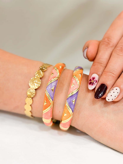 Jonc large orange violet et rose