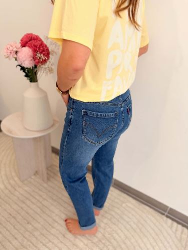 Jean mom denim foncé