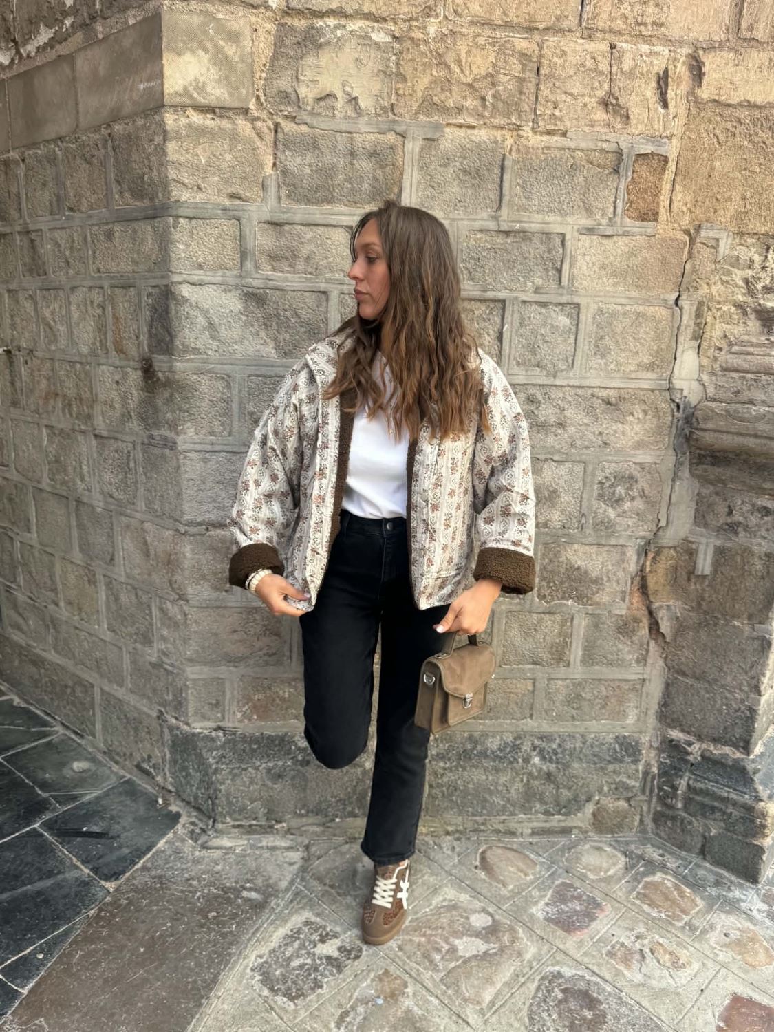 Veste bouclette kaki reversible