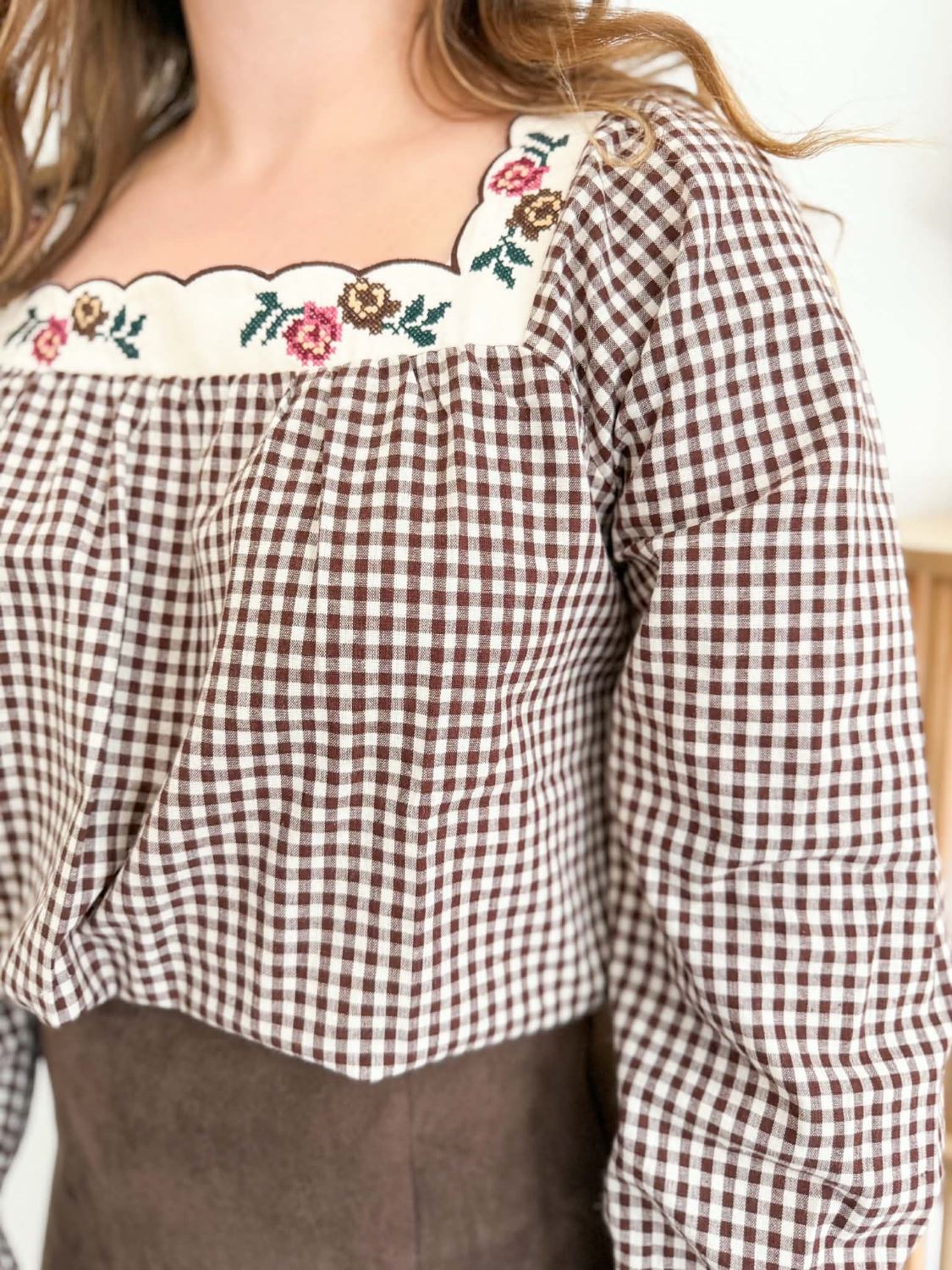Blouse vhichy col carré - Chocolat