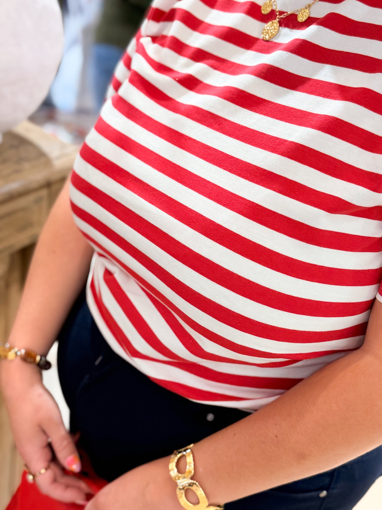 T-shirt rayé rouge