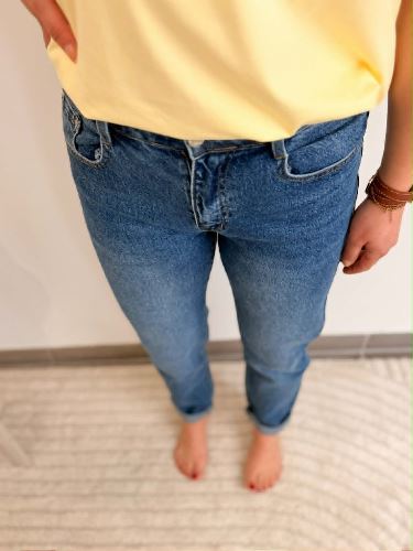 Jean mom denim foncé