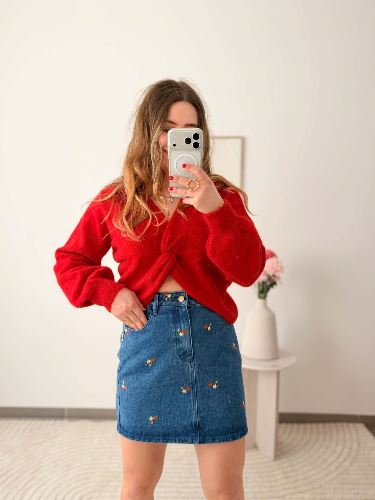 Pull rouge - Nouer reversible