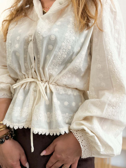 Blouse Philomène dentelle à lien