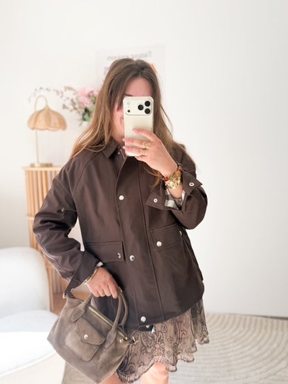 Veste marron col velours