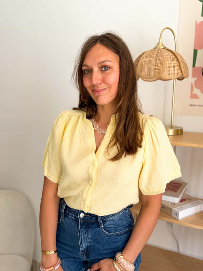 Blouse gaz de coton jaune