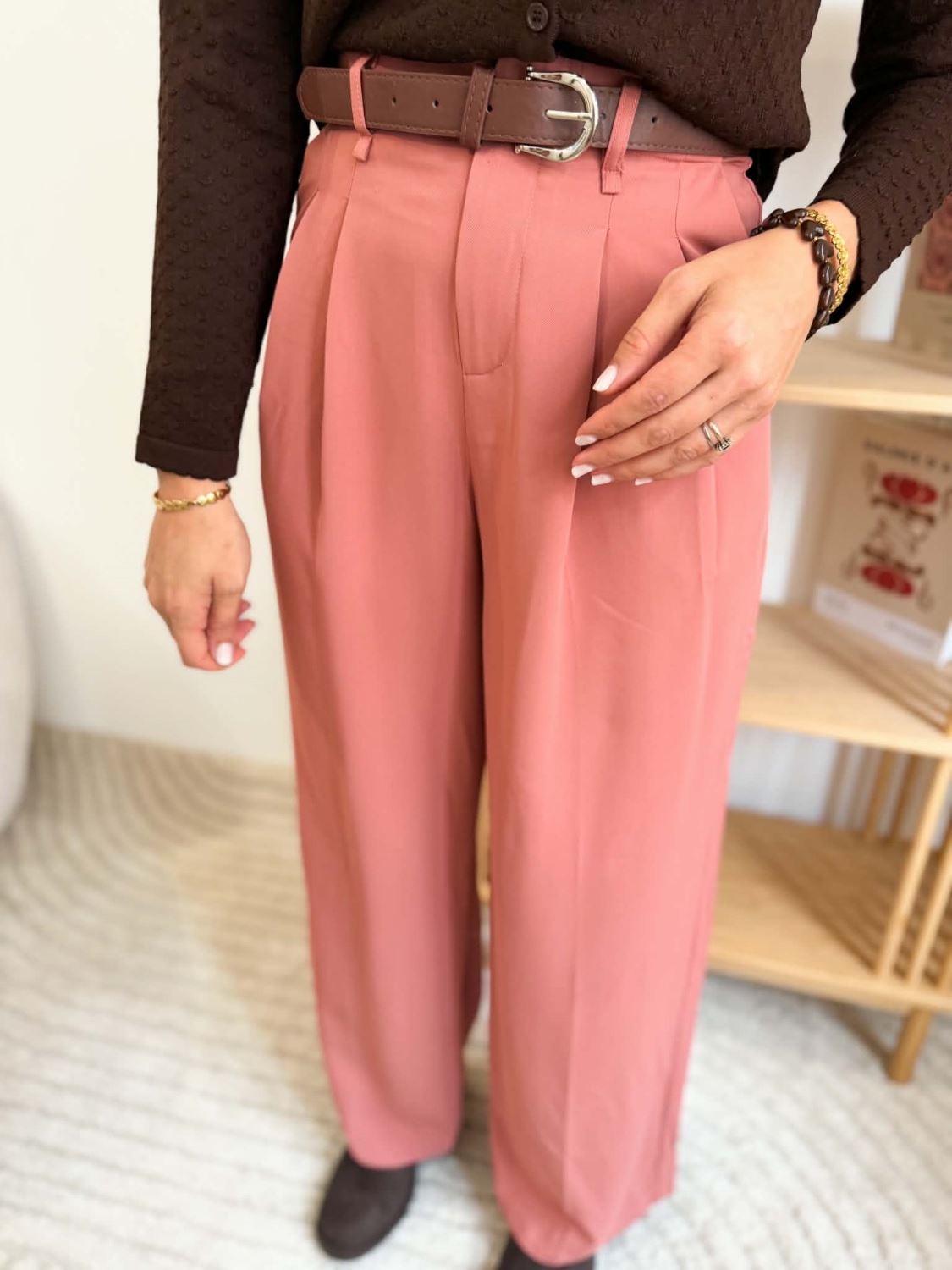 Pantalon fluide terracota