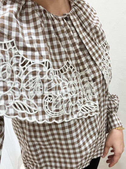 Blouse vichy col Claudine