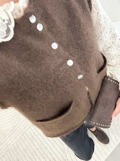Gilet maille chocolat