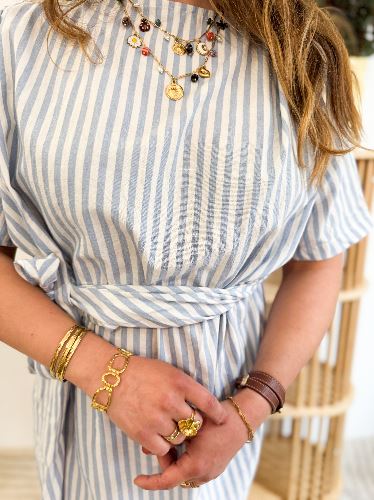 Robe rayures bleu et ecru