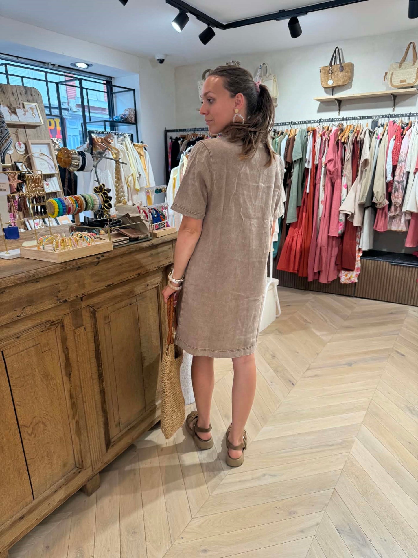 Robe en jean droite - Taupe